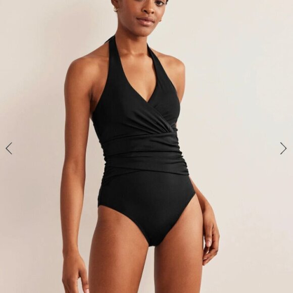 Boden Women’s Black Halter Ruched Swimsuit. - Picture 1 of 16